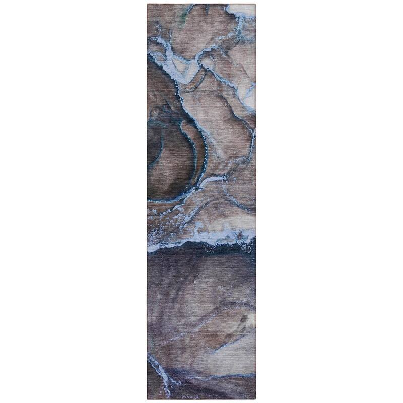 Fami Contemporary Abstract Weather Resistant Modern Chic Runner Outdoor Rug
