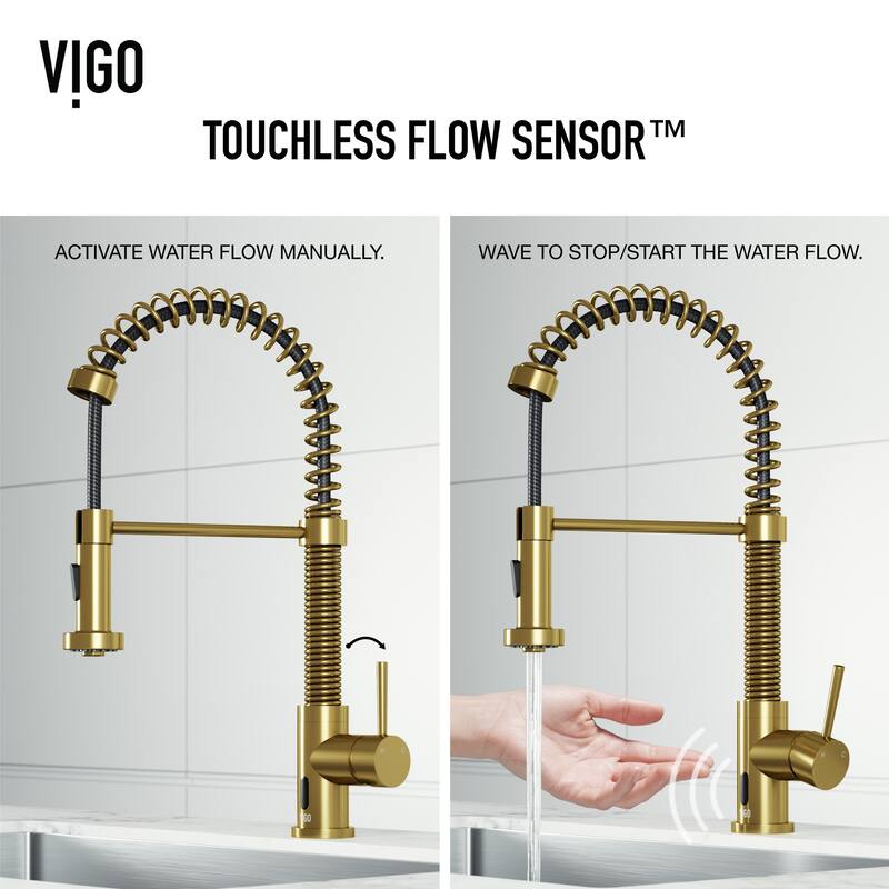 VIGO Edison 19" H Single Handle Pull-Down Sprayer Kitchen Faucet Set with Touchless Sensor
