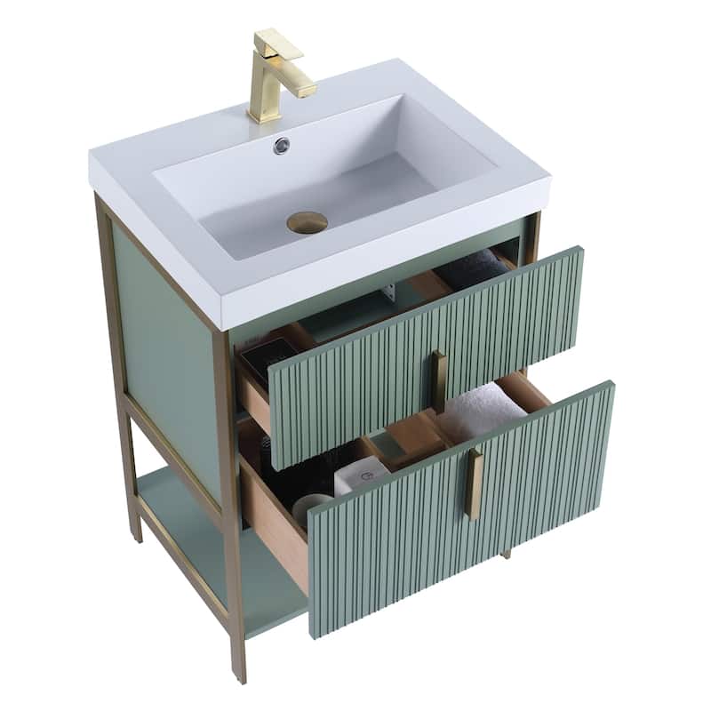 Fine Fixtures Serenity Modern Bathroom Vanity with White Gel Acrylic Top