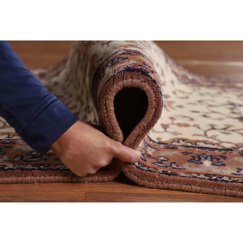 Hand Knotted Oriental 100% Wool Carpet Traditional Medallion Beige & Ivories Sarouk Area Rug - 5' 5'' X 2' 11''