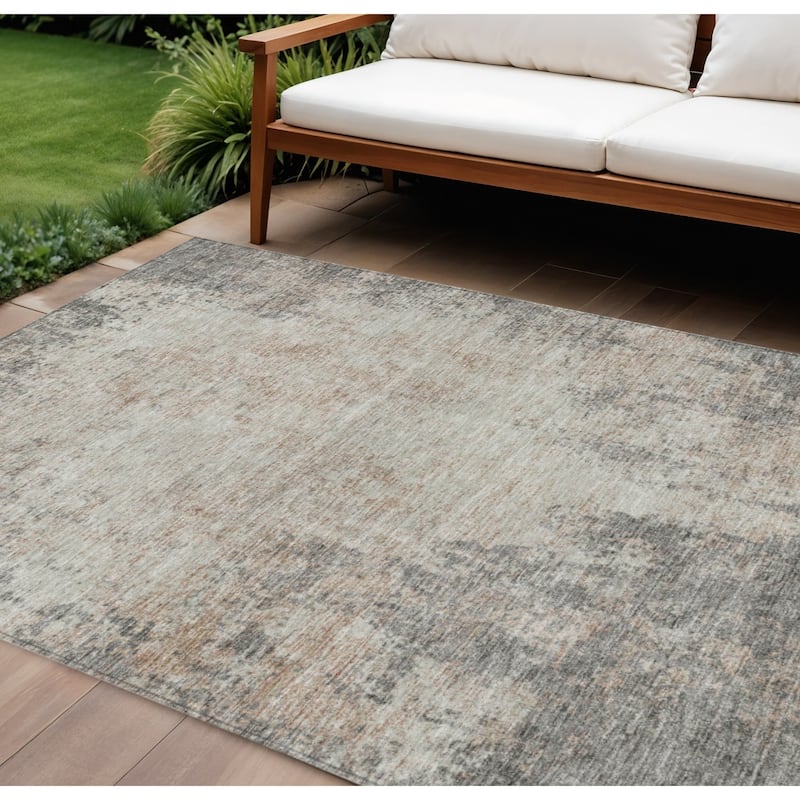 HomeRoots Abstract Transitional Rectangle Outdoor Rug - 9' X 12'