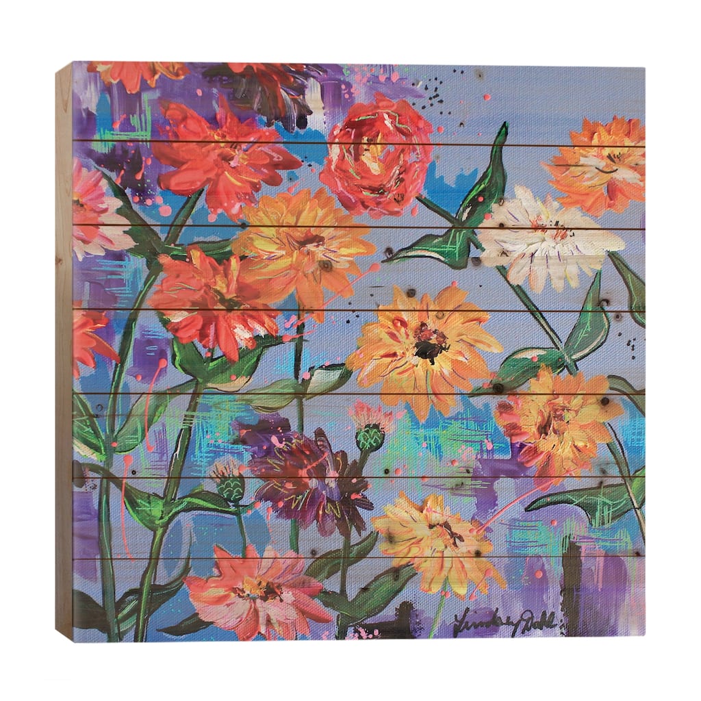 Zinna Portrait Print On Wood by Lindsey Dahl - Multi-Color