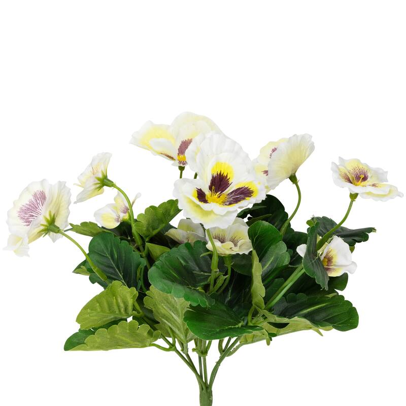 Pansy Artificial Floral Pick Spray - 11" - White and Green