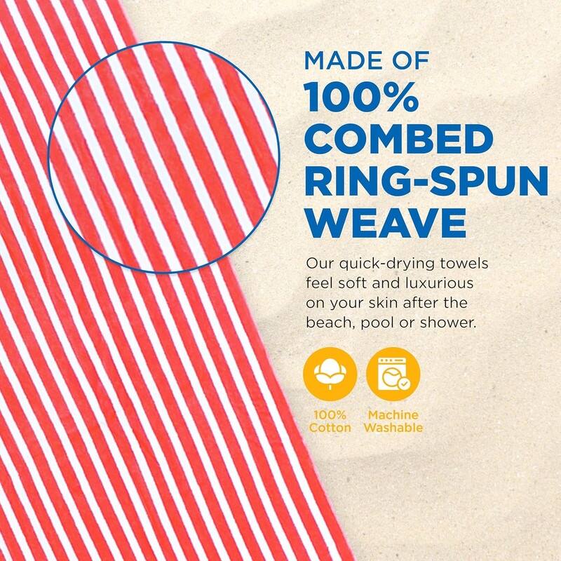 Kaufman Multicolor Velour Racing Stripe 32 x 62 All Cotton Beach & Pool Towels