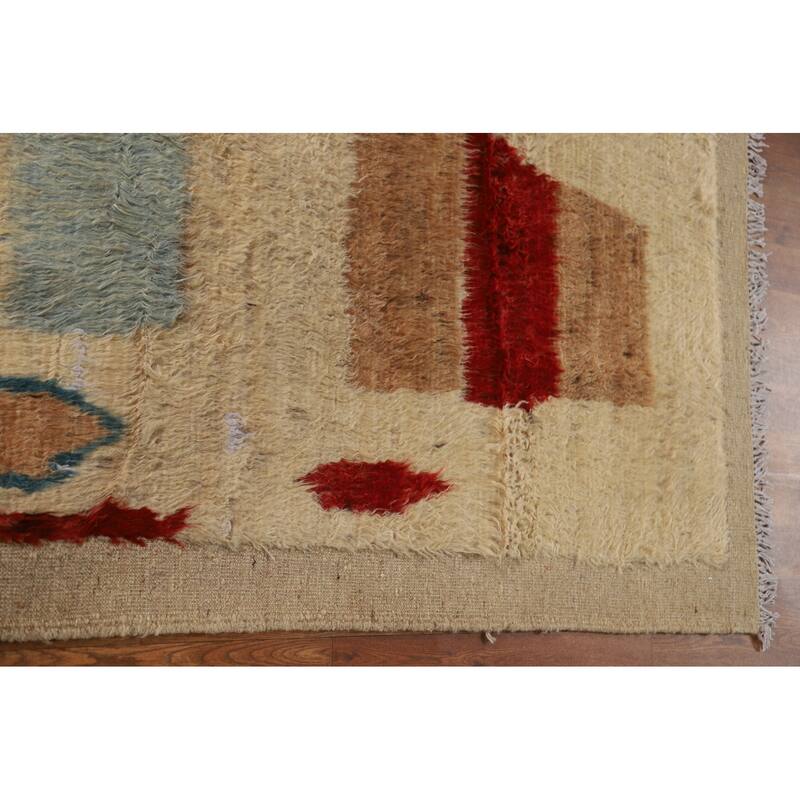 Hand Knotted Oriental 100% Wool Carpet Modern Tribal Beige & Ivories Moroccan Area Rug - 7' 10'' X 5' 7''