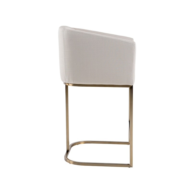 Modrest Yukon Modern Off White Fabric & Brushed Brass Counter Chair