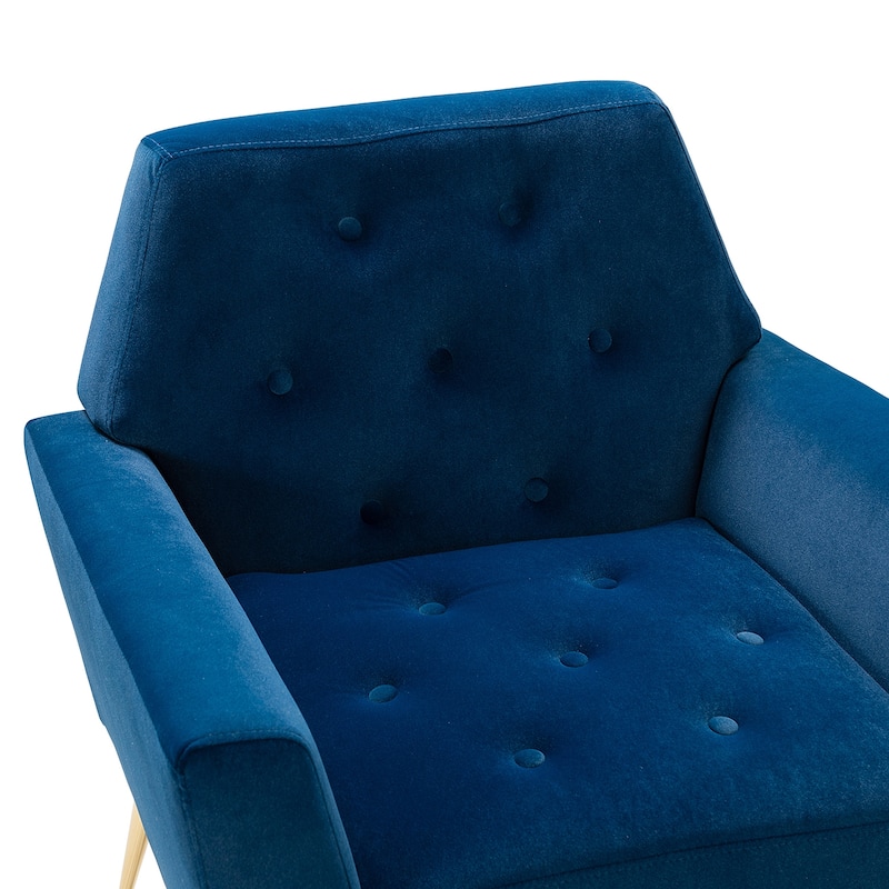 Lilia Contemporary Velvet Upholstered Tufted Back Armchair with Metal Golden legs Set of 2 by HULALA HOME