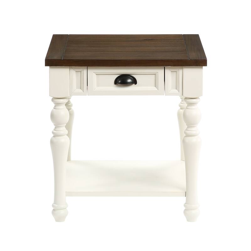 Steve Silver Jillian Two-tone Ivory and Mocha Wood 1-drawer Side Table