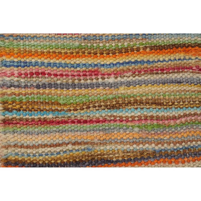 Hand Woven Oriental 100% Wool Carpet Southwestern Geometric Multi-Colored Kilim Area Rug - 6' 3'' X 4' 8''