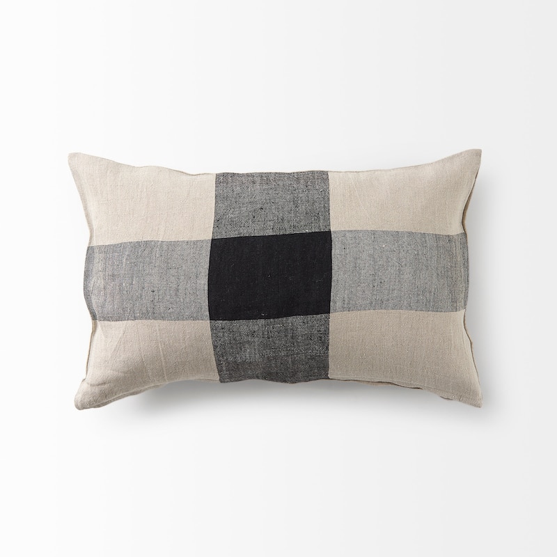 Raquel Beige & Black Plaid Decorative Pillow Cover