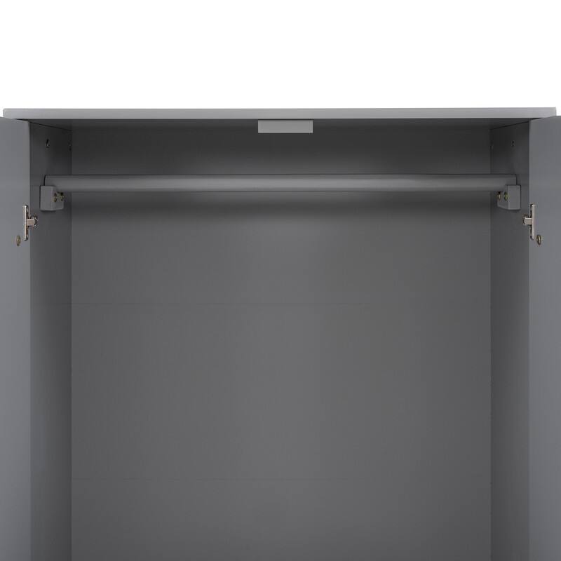 Wood Wardrobe with Hanging Rod, Storage Armoires for Kids'Room