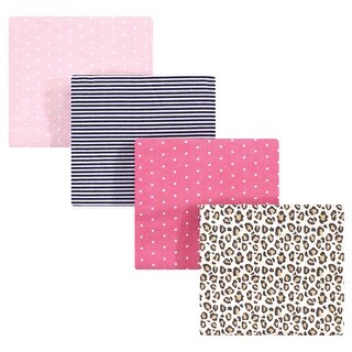 Hudson Baby Infant Girl Cotton Flannel Receiving Blankets, Leopard, One Size - Leopard - One Size