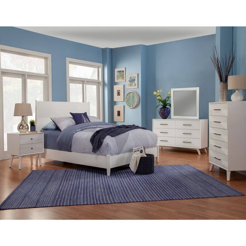 Tranquility Nightstand, White - Compact Bedside Table with Drawer and Open Shelf for Storage