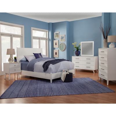 Tranquility Nightstand, White - Compact Bedside Table with Drawer and Open Shelf for Storage