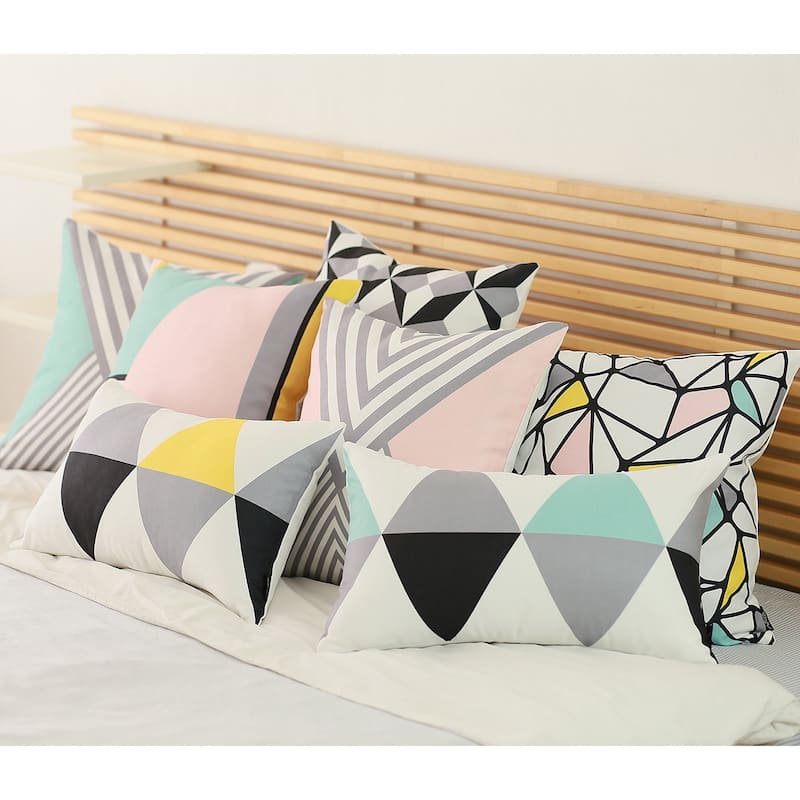 Scandi Yellow Gray Modern Lumbar Pillow Cover Set (4 pcs in set)