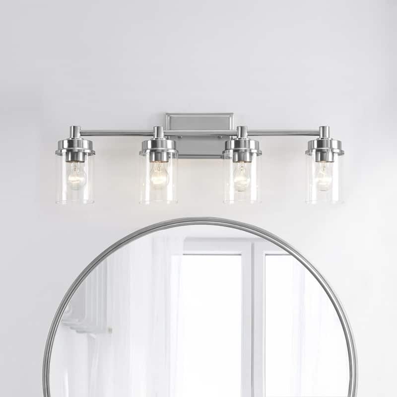 KAWOTI 4-light Modern Bathroom Vanity Light with Cylinder glass - Brushed Nickel