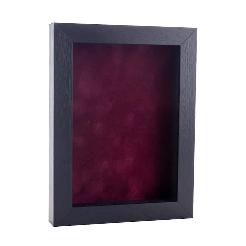 20x24 Shadow Box Frame Textured Black Wood Includes a Dark Berry Real Suede Texture Acid-Free Backing Board - Holds 20x24 Photo