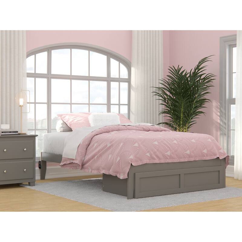 AFI Colorado Platform Bed with Foot Drawer and Charging Station - Grey - Full