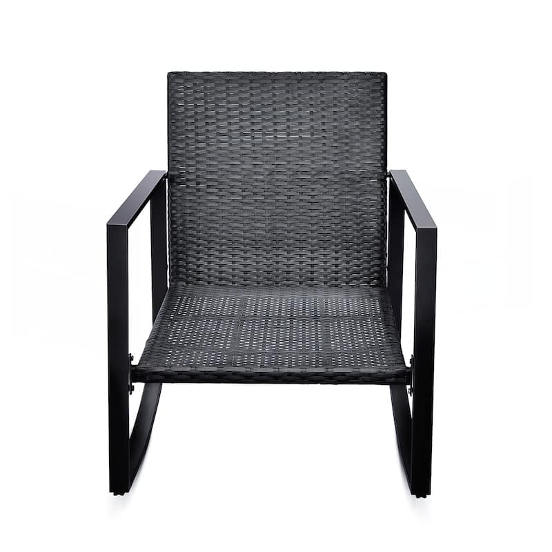 3 Pieces Patio Bistro Set Outdoor Rocking Chair