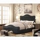 preview thumbnail 9 of 13, Moser Bay Olivia Linen Waved Top Upholstery Button-tufted Panel Bed with Tall Footboard