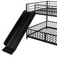preview thumbnail 16 of 18, Full over Full Size Metal Bunk Bed with Slide and Guardrails,,Industrial Minimalist Metal Bed-Black