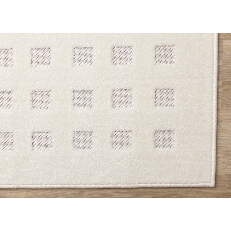 Oslo Collection - Carved Small Squares Checkered Area Rug