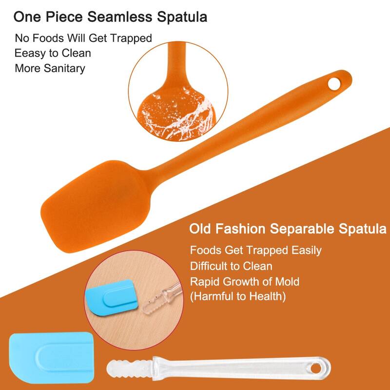 4pcs Silicone Spatula Heat Resistant Flipping Turner Non Stick Spatula - 10.8" x 2.4", 4pcs