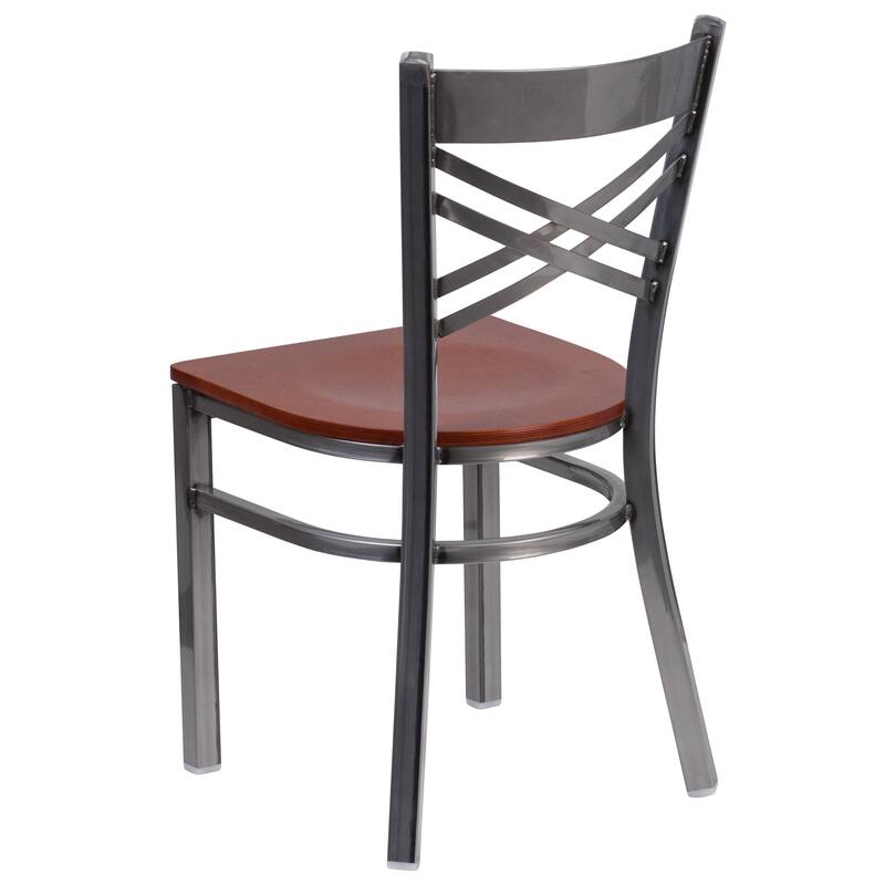 2 Pack Clear Coated ''X'' Back Metal Restaurant Chair - 16.5"W x 17"D x 32.25"H