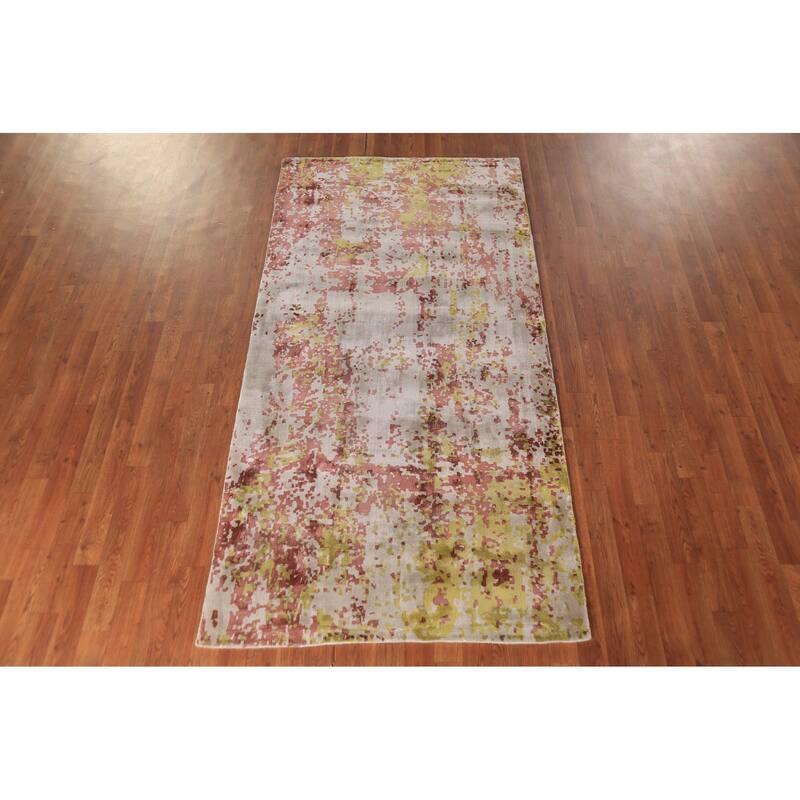 Abstract Modern Area Rug Hand-Knotted Wool Carpet - 3'9"x 7'6"