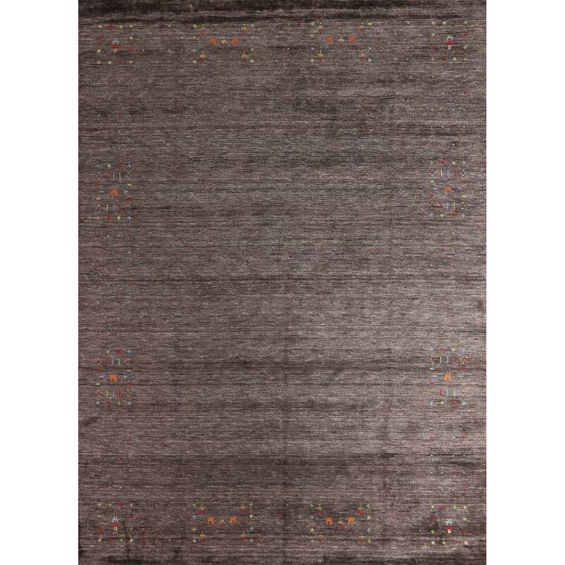 Hand Knotted Oriental 100% Wool Carpet Tribal Tribal Brown Gabbeh Area Rug - 9' 11'' X 7' 11''