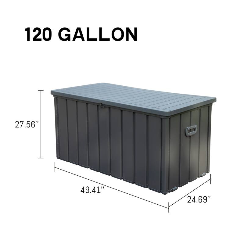 120 Gallon Outdoor Storage Box Hidden Storage Box Waterproof Storage Box with Lockable Lid Side Handles and Mobility Rollers