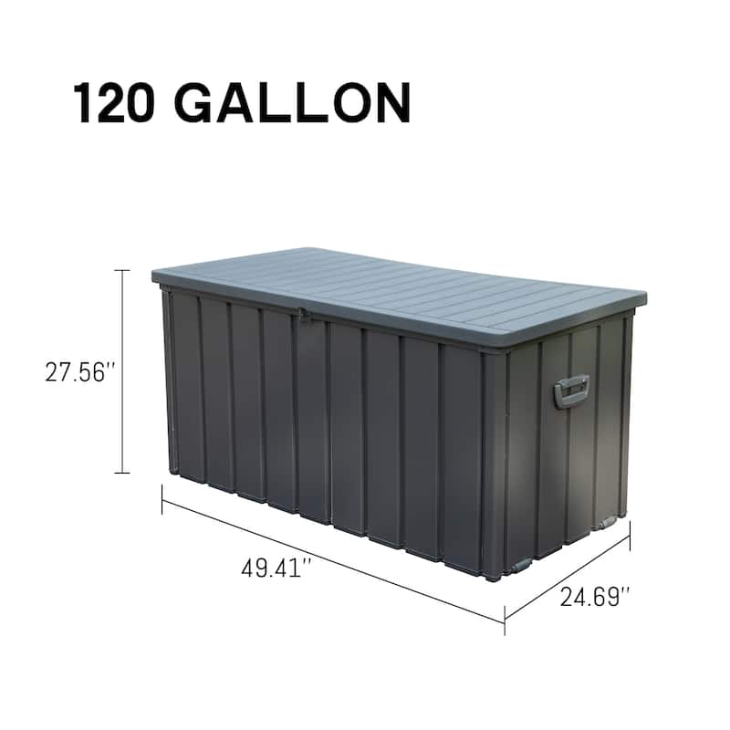 120 Gallon Outdoor Storage Deck Box, Large Patio Waterproof Storage Bin