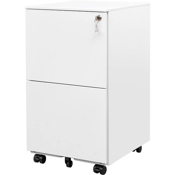 2 Drawer File with Lock, Steel Mobile Filing on Anti