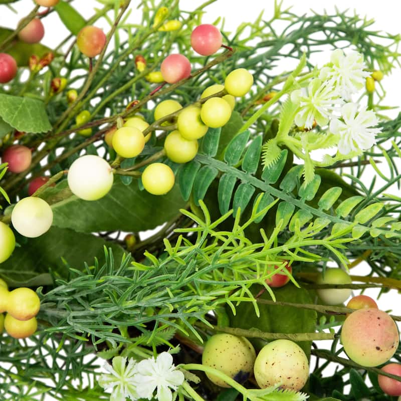 Berry and Crabapple Fern Foliage Spring Wreath - 22"