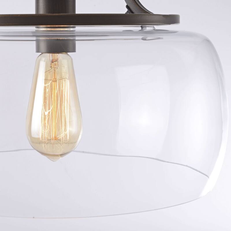 Luna 13.2" Mouth-blown Round Clear Glass Semi Flush Mount