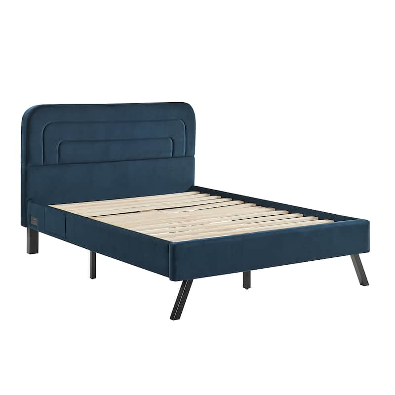 Studio Living Ashton Full Upholstered Bed in Velvet Fabric