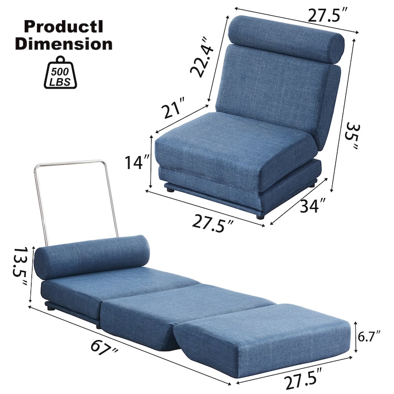 Single Sofa Chair Foldable Single Sofa Bed with Pillow