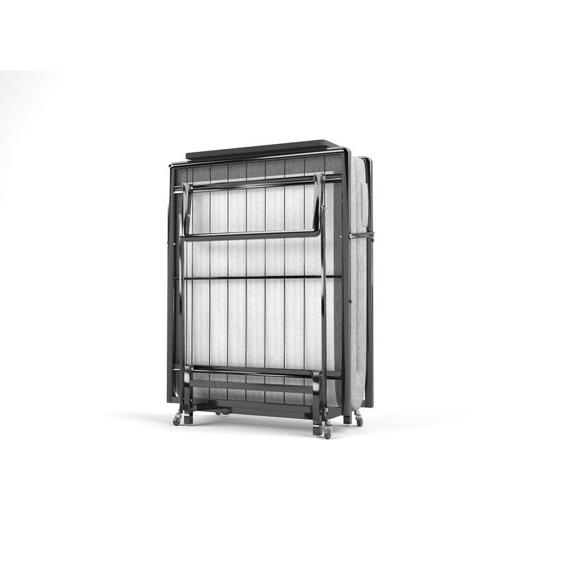 Portable Metal Folding Bed with Foam Mattress, Space-Saving Design, Easy Storage, and 4 Castors for Mobility