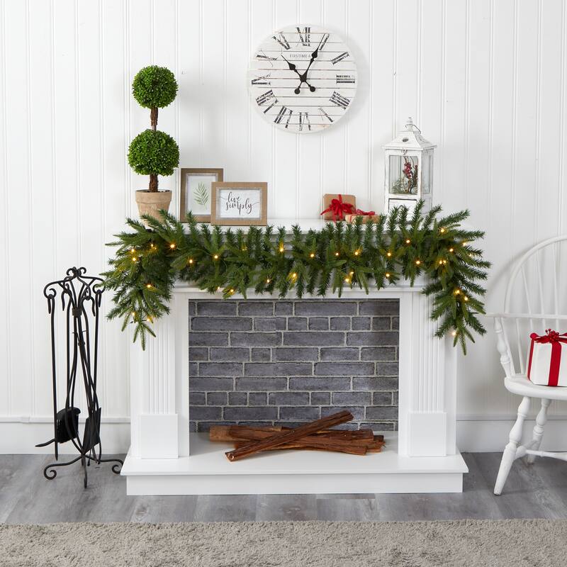 6' Green Pine Christmas Garland with 35 Clear LED Lights