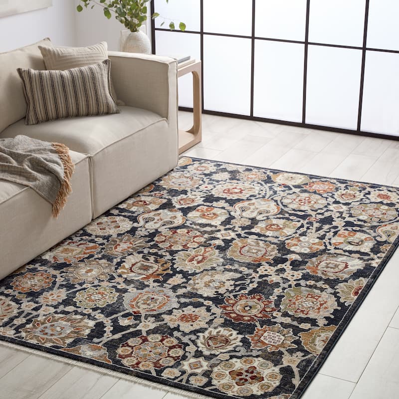 Althea Floral Area Rug - 5' x 8' - Blue/Cream - Rectangle
