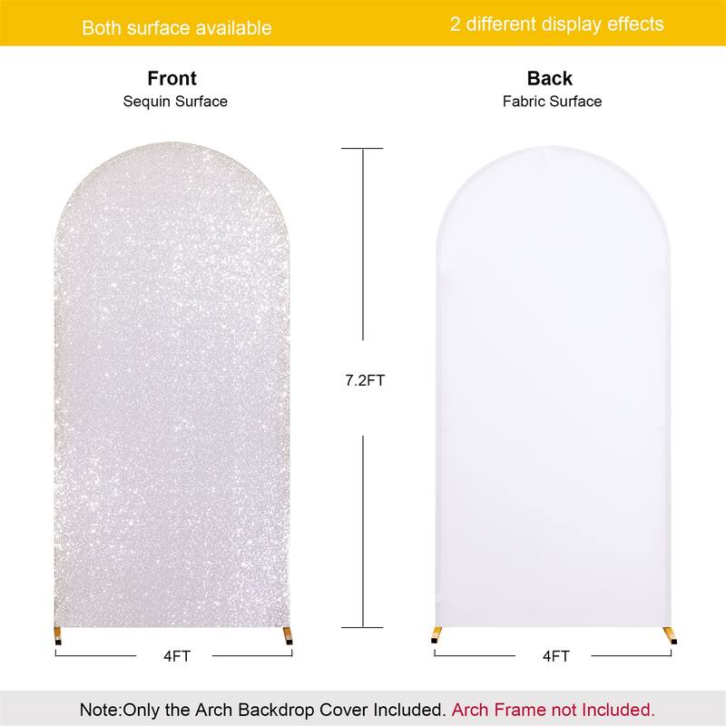 1 pack Bling Arch Backdrop Cover, Sequin Wedding Arch Stand Cover with Round Sequins, Zipper Design Banquet Backdrop Cover