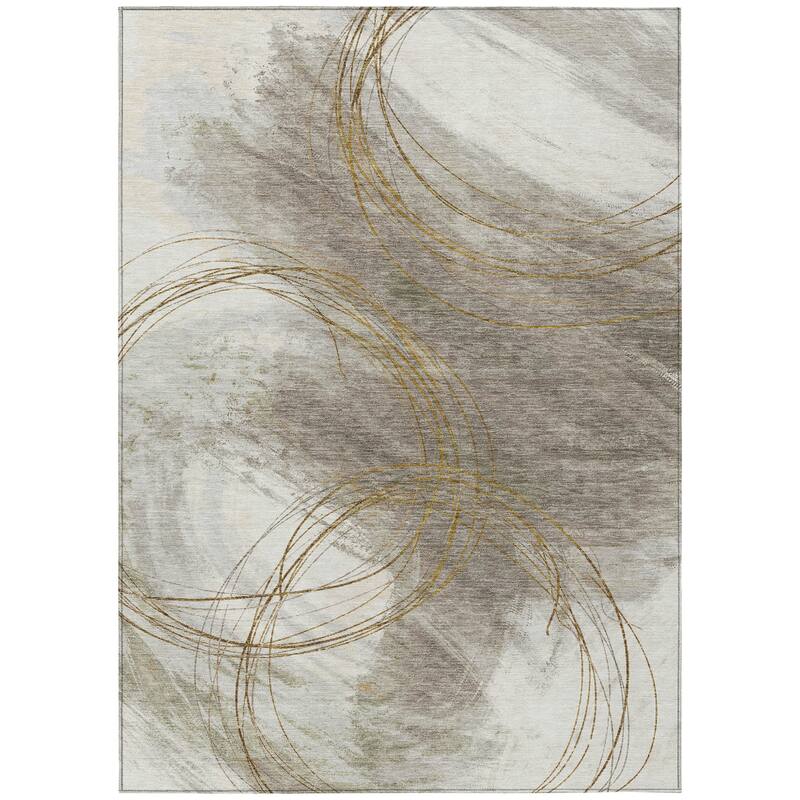 Machine Washable Indoor/ Outdoor Abstract Modern Chantille Rug