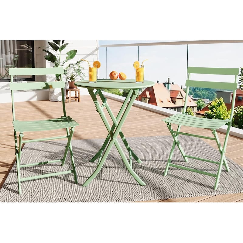 3-Piece Patio Bistro Set Folding Bistro Table and 2 Chairs