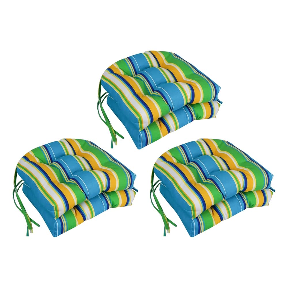 16-inch Rounded Back Tufted Indoor/ Outdoor Chair Cushions (Set of 6)