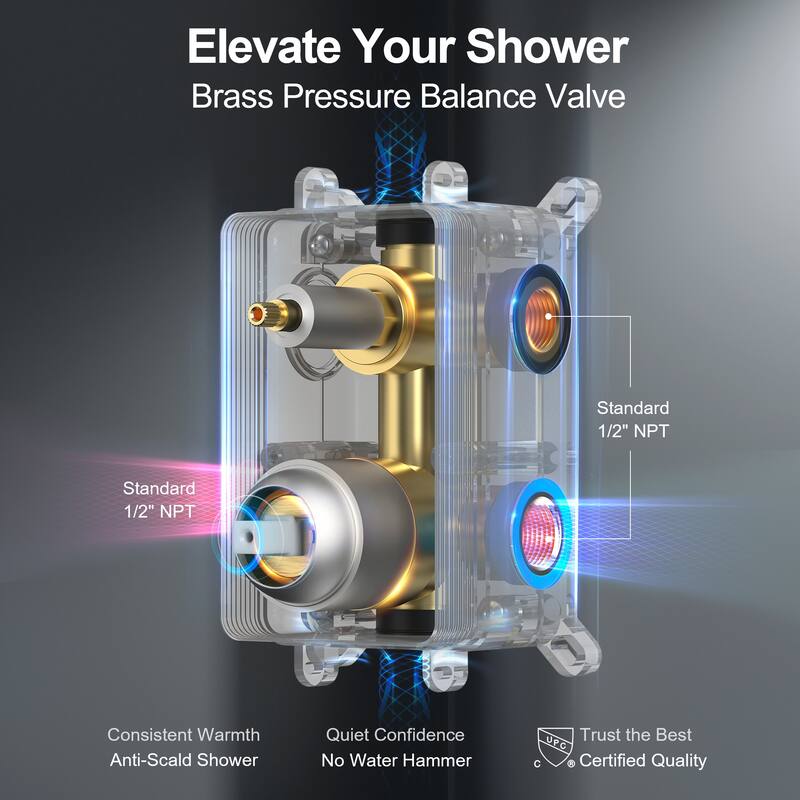 GRANDJOY 10" Dual Shower System with 2-Handle Waterfall Bathroom Sink Faucet Combo Set