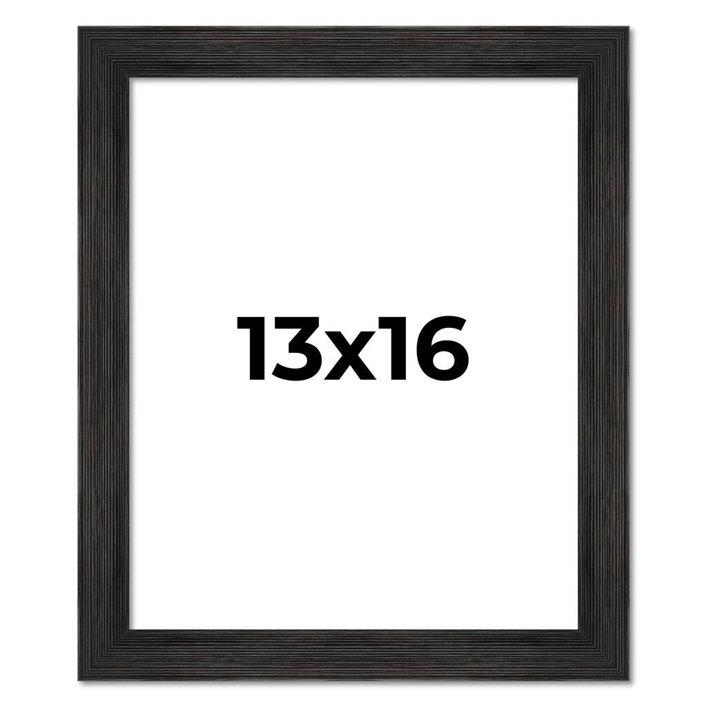 13x16 Black Rustic Wide Barnwood Picture Frame - UV Acrylic, Foam Board Backing, Hanging Hardware