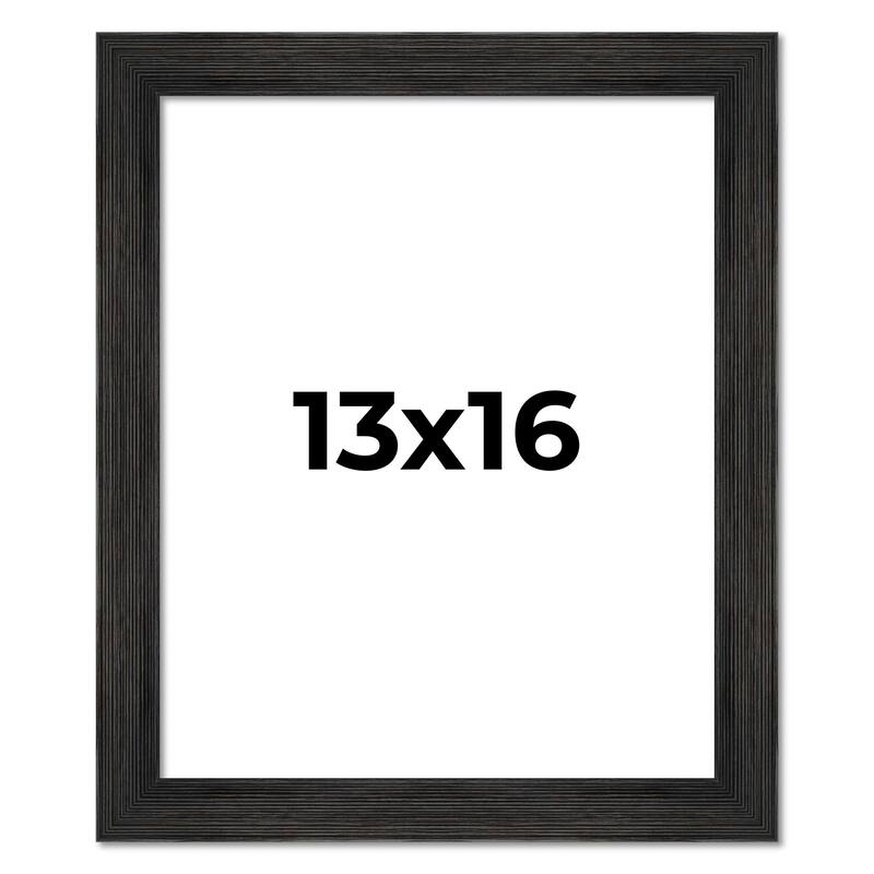 13x16 Black Rustic Wide Barnwood Picture Frame - UV Acrylic, Foam Board Backing, Hanging Hardware - Holds 13x16 Photo