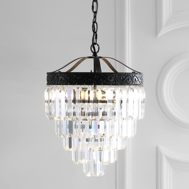 Gaines Crystal LED Chandelier, Polished Nickel/Clear by JONATHAN Y - 2-Light - Bronze/Clear