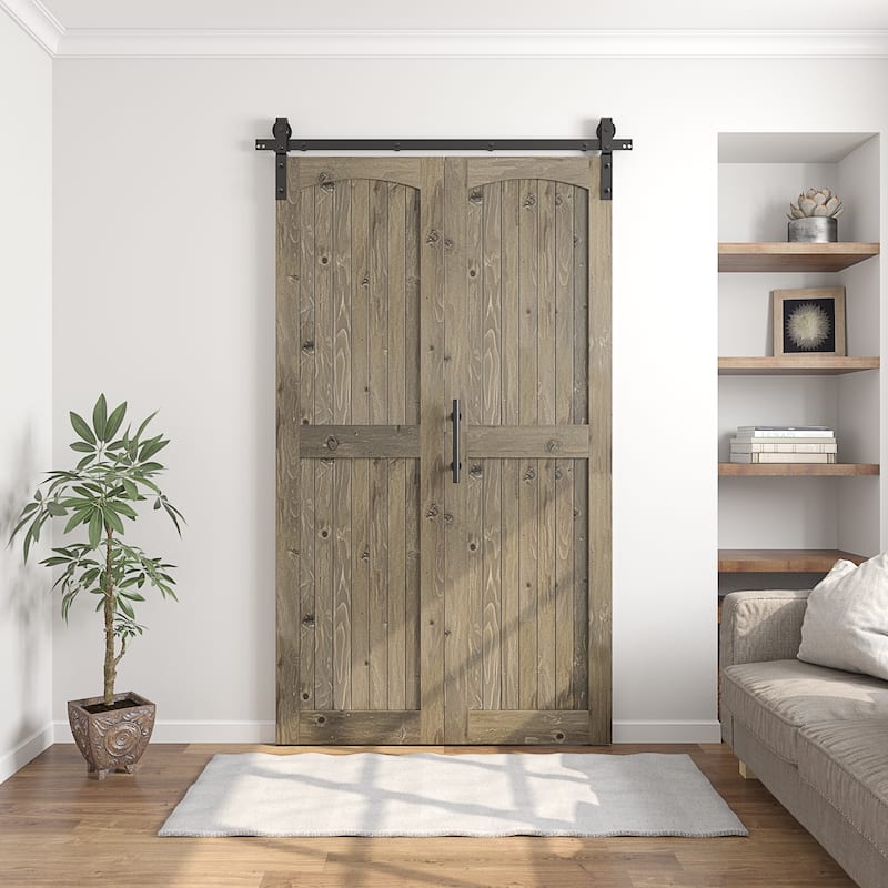 Coast Sequoia Arch Top 30in./36in./48in./60in./72in./96in. x 84in. Knotty Pine Wood Unfinished Bi-Fold Door With Hardware Kit