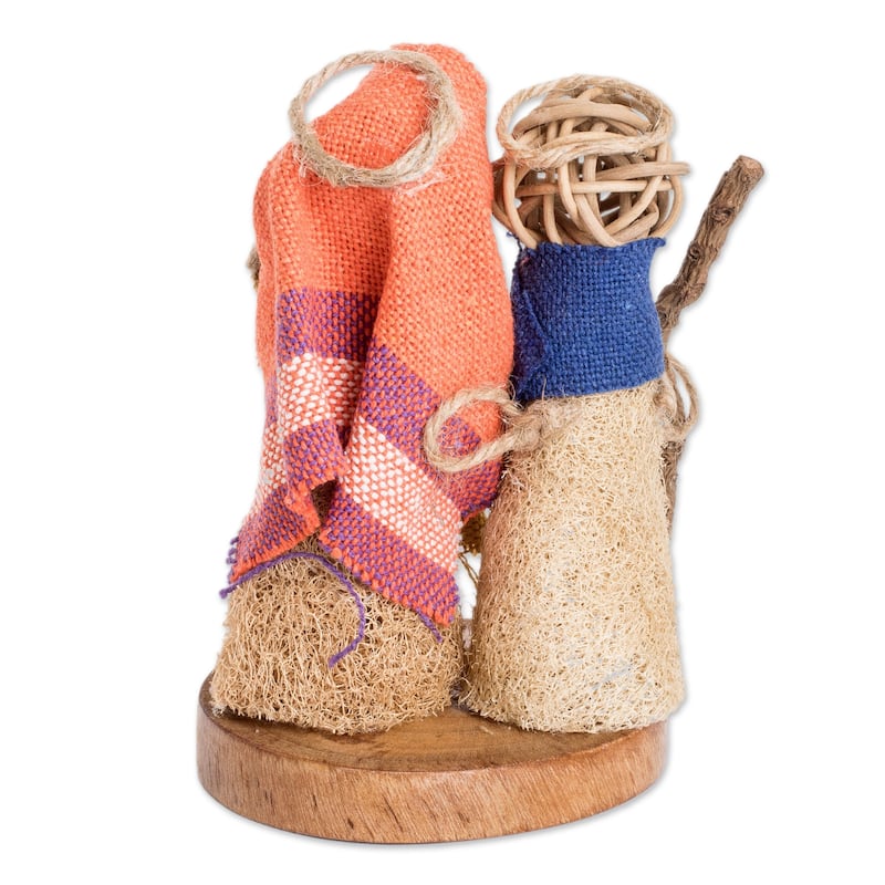 Novica Handmade Bethlehem Miracle Natural Fiber Nativity Sculpture